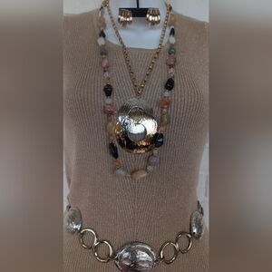 #59. Gold Multi-Stone Statement Necklace Set